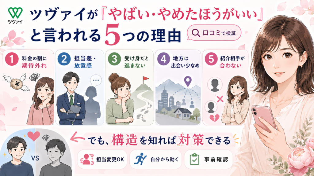 ツヴァイが「やばい・やめたほうがいい」と言われる5つの理由【口コミで検証】