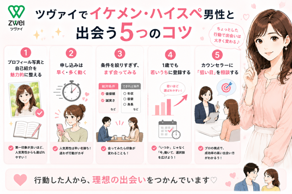 ツヴァイでイケメン・ハイスペ男性と出会う5つのコツ