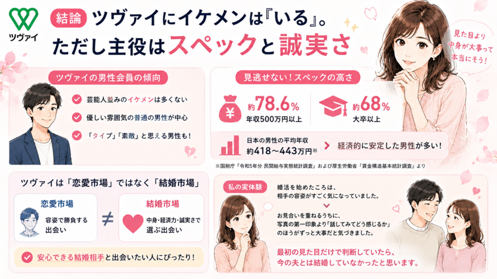 結論｜ツヴァイにイケメンは「いる」。ただし主役はスペックと誠実さ