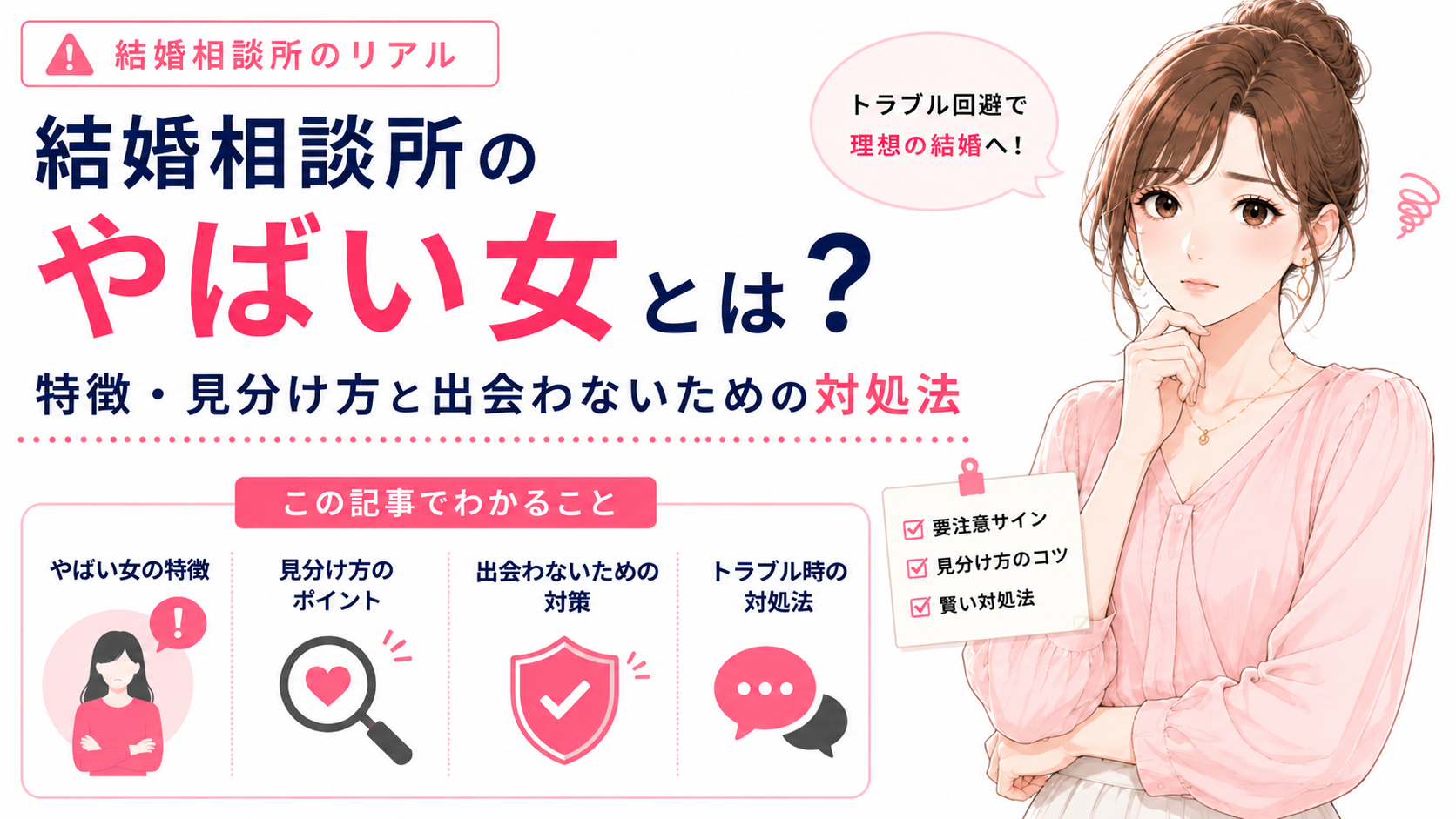 結婚相談所のやばい女とは？特徴・見分け方と出会わないための対処法